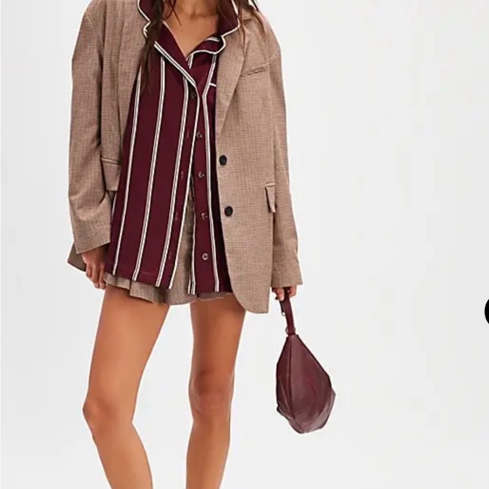 Free People Rorie Shirt Mahogany Combo Size Small